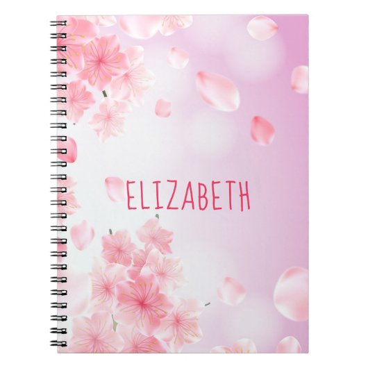 Monogram Pink Floral Feminine Journal-Notebook Notizblock (Vorderseite)