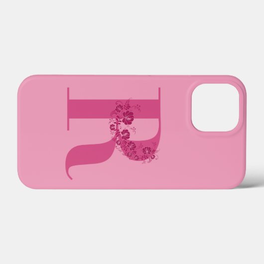 Monogram Pink Floral Letter R iPhone Case (Rückseite (Horizontal))