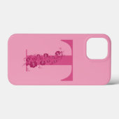 Monogram Pink Floral Letter T iPhone Case (Rückseite (Horizontal))