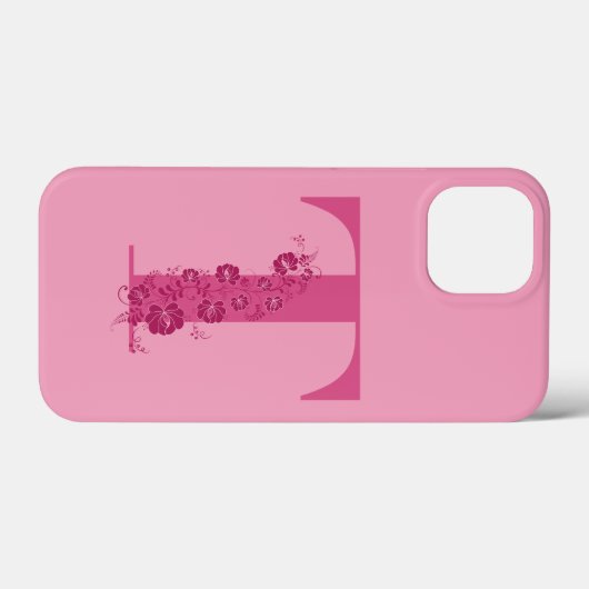 Monogram Pink Floral Letter T iPhone Case (Rückseite (Horizontal))
