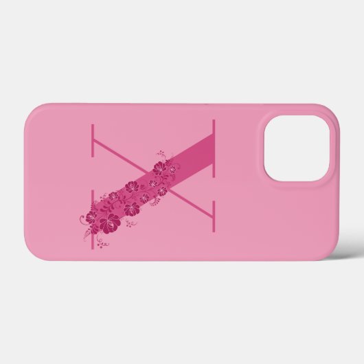 Monogram Pink Floral Letter X iPhone Case (Rückseite (Horizontal))