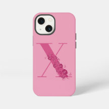 Monogram Pink Floral Letter X iPhone Case