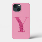 Monogram Pink Floral Letter Y iPhone Case (Rückseite)