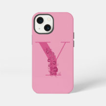 Monogram Pink Floral Letter Y iPhone Case