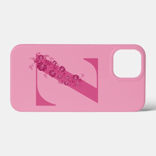 Monogram Pink Floral Letter Z iPhone Case (Rückseite (Horizontal))