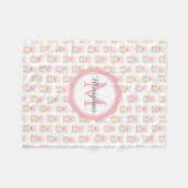 Monogram Pink Floral Pattern Baby Girl Kinderzimme Fleecedecke (Vorderseite (Horizontal))