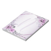 Monogram Pink Floral Violet Lila Frame Modern Notizblock (Rotiert)