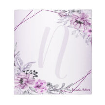 Monogram Pink Floral Violet Lila Frame Modern