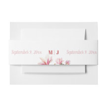 Monogram Pink Floral Wedding Einladung Bauchband