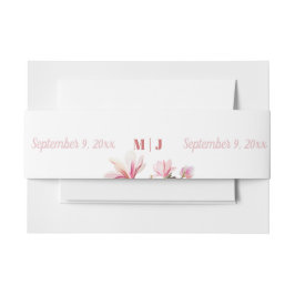 Monogram Pink Floral Wedding Einladung Bauchband Einladungsbanderole