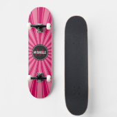 Monogram Pink Funky Sun Rays Muster Skateboard (Vorne)