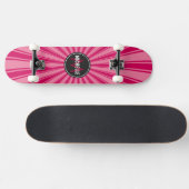 Monogram Pink Funky Sun Rays Muster Skateboard (Horizontal)