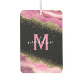 Monogram Pink Geode Agate Gold Glitzer Air Freshen Autolufterfrischer (Vorderseite)
