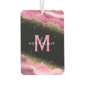 Monogram Pink Geode Agate Gold Glitzer Air Freshen Autolufterfrischer (Rückseite)