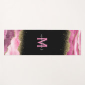 Monogram Pink Geode Agate Gold Glitzer Yogamatte (Vorderseite (Horizontal))