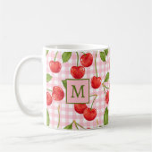 Monogram Pink Gingham & Cherries Tasse (Links)