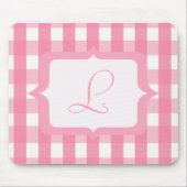 Monogram Pink Gingham Mousepad (Vorne)