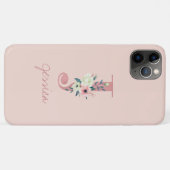 Monogram Pink Glitzer Blume Letter J Light Pink Case-Mate iPhone Hülle (Rückseite (Horizontal))