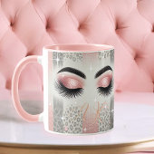 Monogram Pink Glitzer Eyelashes Tasse