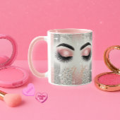 Monogram Pink Glitzer Eyelashes Tasse