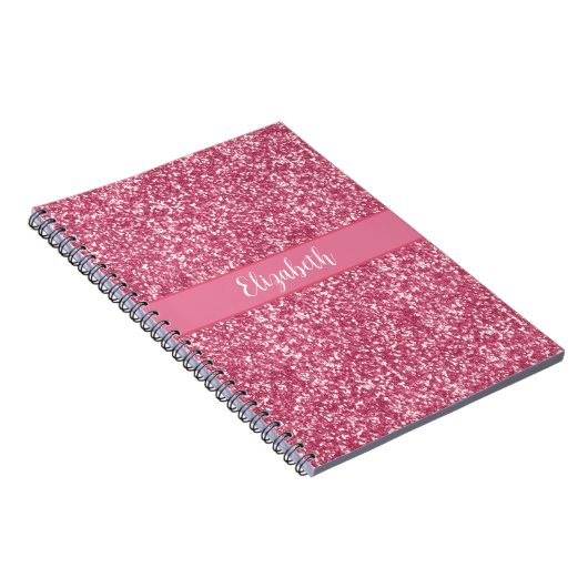 Monogram Pink Glitzer Gray Trendy Glam Bling Notizblock (Rechte Seite)