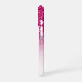Monogram Pink Glitzer Ombre Vorname Benutzerdefini iPhone 16 Hülle (Linke Seite)