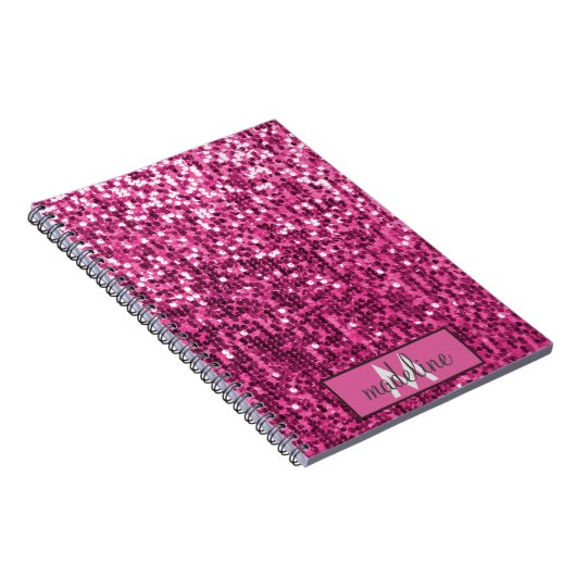Monogram PINK Glitzer Sequel Funkelnd Notebook Notizblock (Rechte Seite)