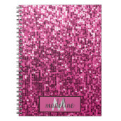 Monogram PINK Glitzer Sequel Funkelnd Notebook Notizblock (Vorderseite)