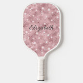 Monogram Pink Glitzer Sparkle Trendy Glam Bling Pickleball Schläger (Rückseite)