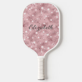 Monogram Pink Glitzer Sparkle Trendy Glam Bling Pickleball Schläger