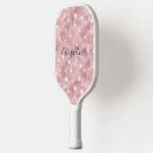 Monogram Pink Glitzer Sparkle Trendy Glam Bling Pickleball Schläger (Links)