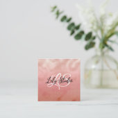 Monogram Pink Glitzer Texted Business Card Quadratische Visitenkarte (Stehend Vorderseite)
