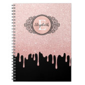 Monogram Pink Glitzer Tropfens Artist Sketch Book Notizblock (Vorderseite)