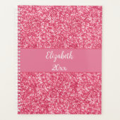 Monogram Pink Glitzer White Trendy Glam Years Planer (Vorderseite)
