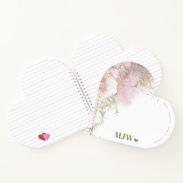 Monogram Pink & Gold Abstract and Heart Notizblock