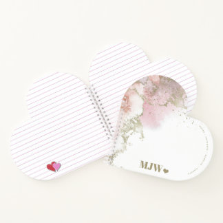 Monogram Pink & Gold Abstract and Heart Notizblock