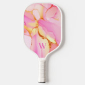 Monogram Pink Gold Abstrakt Pickleball Schläger (Rückseite)