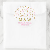 Monogram Pink Gold Confetti Gastgeschenk Hochzeit  Runder Aufkleber (Tasche)