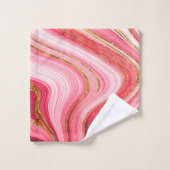 Monogram Pink Gold Geode Agate Glitzer Badhandtuch Set (Waschlappen)