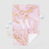 Monogram Pink Gold Glitzer Marmor Golfhandtuch (Insitu)