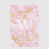 Monogram Pink Gold Glitzer Marmor Golfhandtuch (Vorderseite)