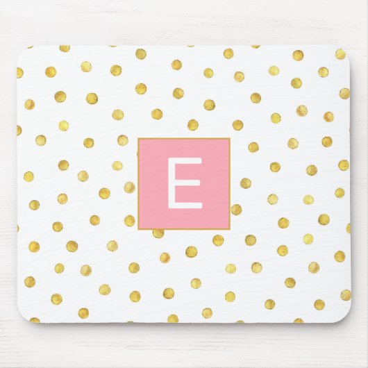 Monogram Pink Gold Imitate Foil Dot Pattern Girl Mousepad (Vorne)