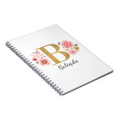 Monogram Pink Gold Letter B Initial Floral Notizblock (Rechte Seite)