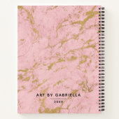 Monogram Pink Gold Marble Artist Sketchbook Notizblock (Rückseite)
