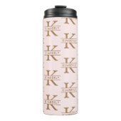 Monogram Pink Gold Moderne Minimalistisch Stylish Thermosbecher (Vorderseite)