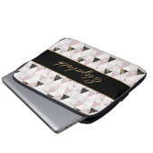Monogram Pink Gold Schwarz-weiß Marble Geometric Laptopschutzhülle (Vorne Knopf)