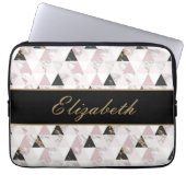 Monogram Pink Gold Schwarz-weiß Marble Geometric Laptopschutzhülle (Vorderseite)
