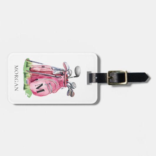 Monogram Pink Golf Bag Gepäckanhänger (Vorderseite horizontal)