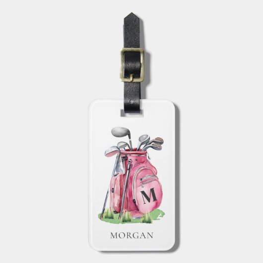 Monogram Pink Golf Bag Gepäckanhänger (Vorderseite vertikal)