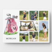 Monogram Pink Golf Foto Collage Fotoplatte (Vorderseite)